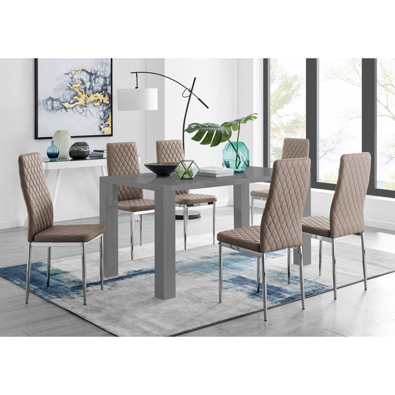 Scottsmoor Dining Set with 6 Chairs, Cappuccino Beige