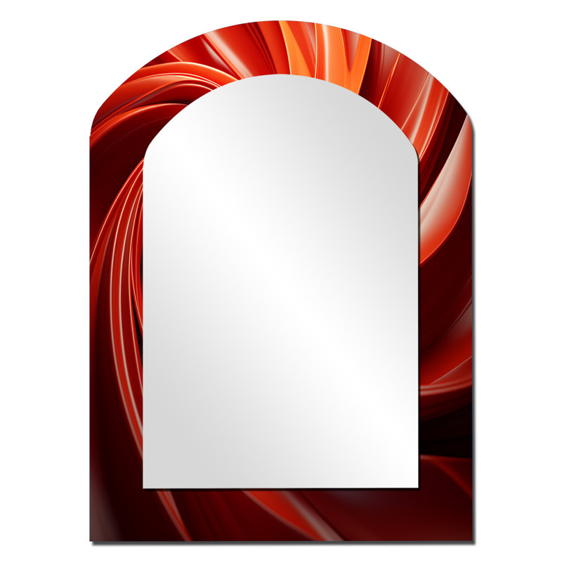 Orange and red abstract spiral dreamscape II - Orange Arch Wall Mirror Decor, 34" x 25"