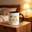 Cute Ceramic Mug with Happy Cartoon Cats And Food Bowls Design - Perfect Gift for Cat Lover on Birthday.