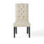 Chaise d'appoint rembourrée et capitonnée en lin blanc Raeona