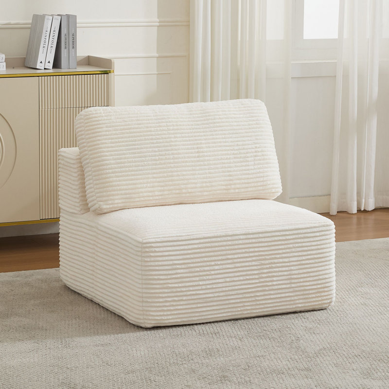 Acuna Corduroy Upholstered Accent Chair, Creamy White