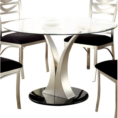 Round Glass Top Metal Base Dining Table