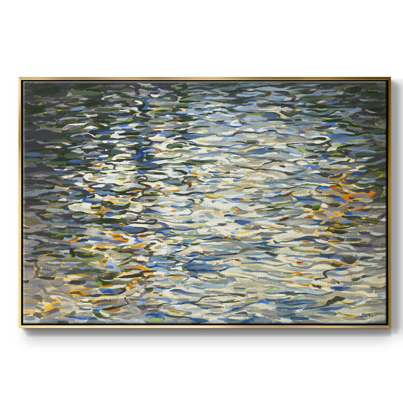Water Reflections, reproduction d'art sur toile, Cadre flottant doré, H 17 po x l 25 po x P 2 po