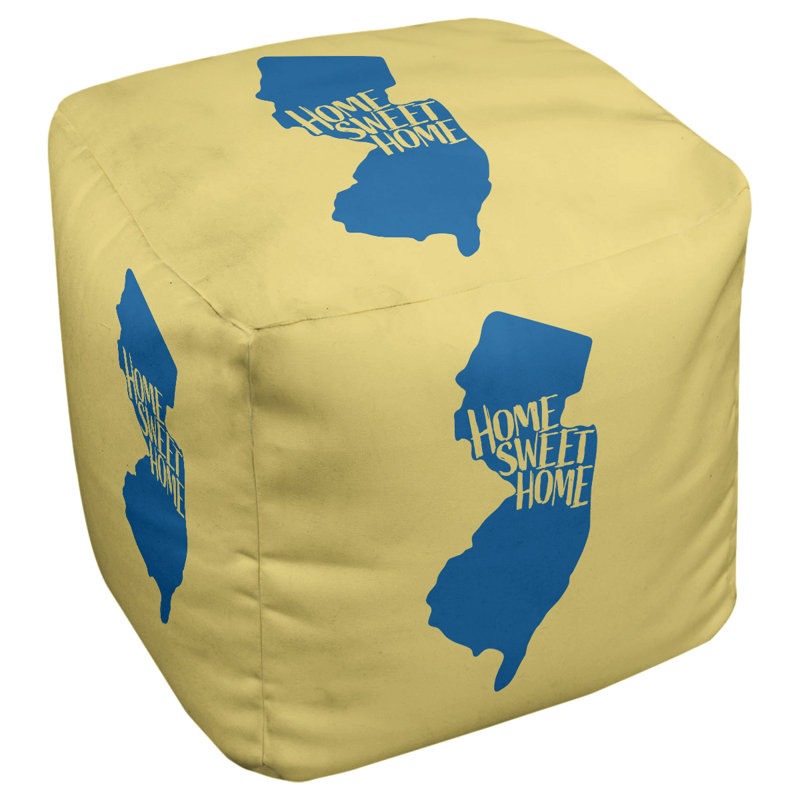 Repose-pieds cube new jersey home, Bleu foncé / Jaune
