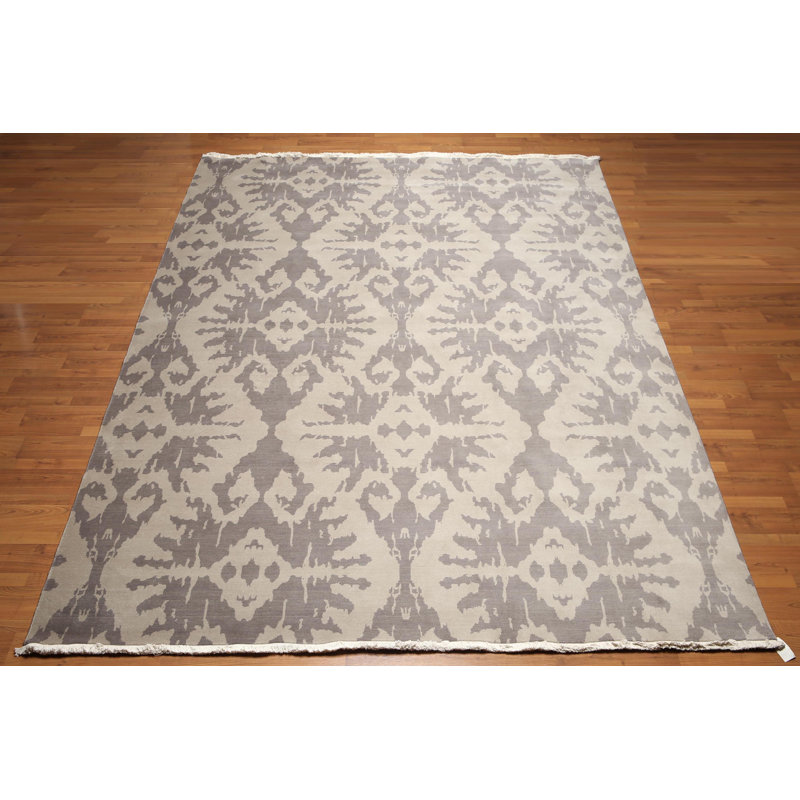 One-of-a-Kind Rectangle 9' X 12' Wool Area Rug in Light Gray