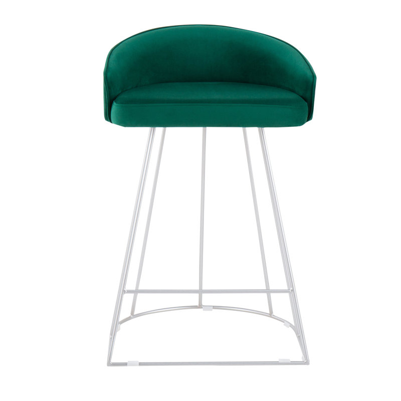 Tabouret de comptoir rembourré 25,5 po Sienna, Vert, Acier inoxydable