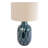 Embossed Ceramic Table Lamp With Linen Shade, Inline Switch And Reactive Glaze