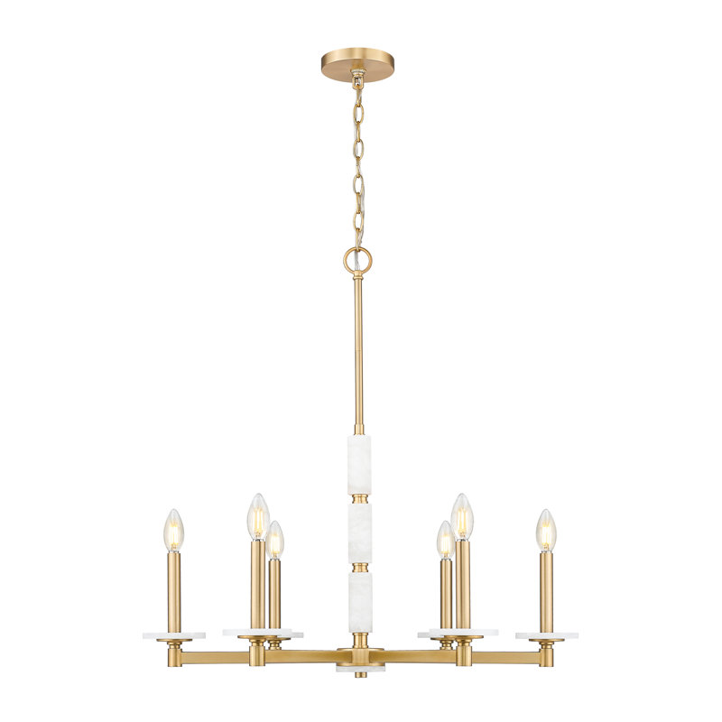Lustre moderne Kaden, Doré, Six lumières, H 29 po x l 28 po x P 28 po