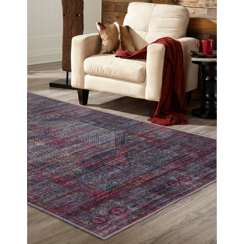 Tapis Hazelip - rouge et noir, Rectangle 3 pi 11 po x 6 pi