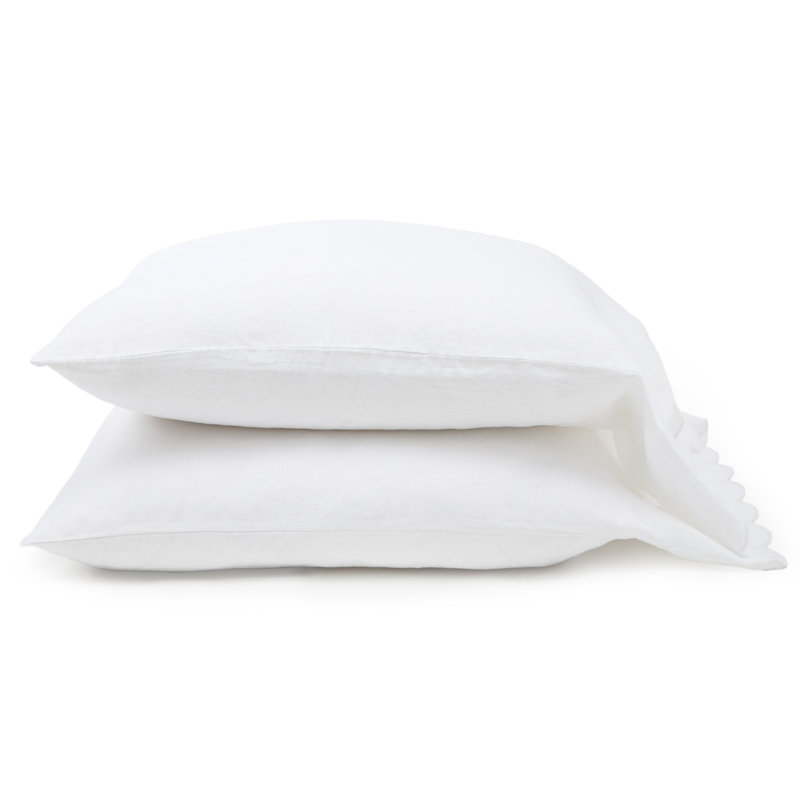 Kelly Linen Pillow Case, Standard Pillowcase Pack, White