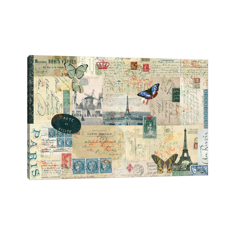 Postcards of Paris I 1 Piece Wrapped Canvas Wall Art, 66.04 cm H x 45.72 cm W x 3.175 cm D