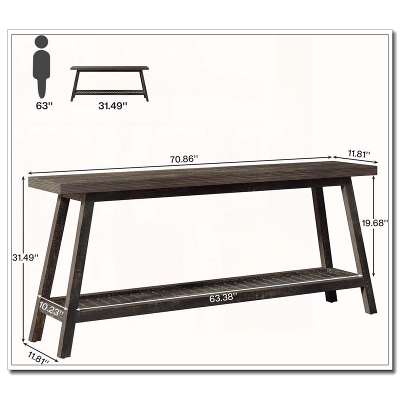 2-Tier Console Table with Sturdy Engineered Wood