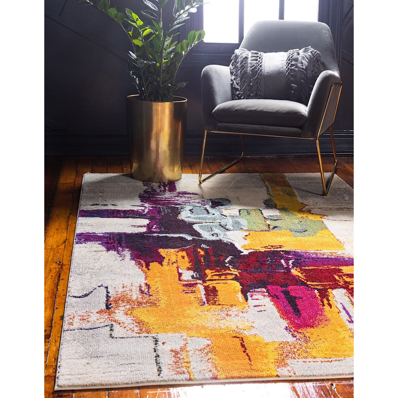 Auyeung Washable Abstract Indoor Rug, Rectangle 10'6" x 16'5"