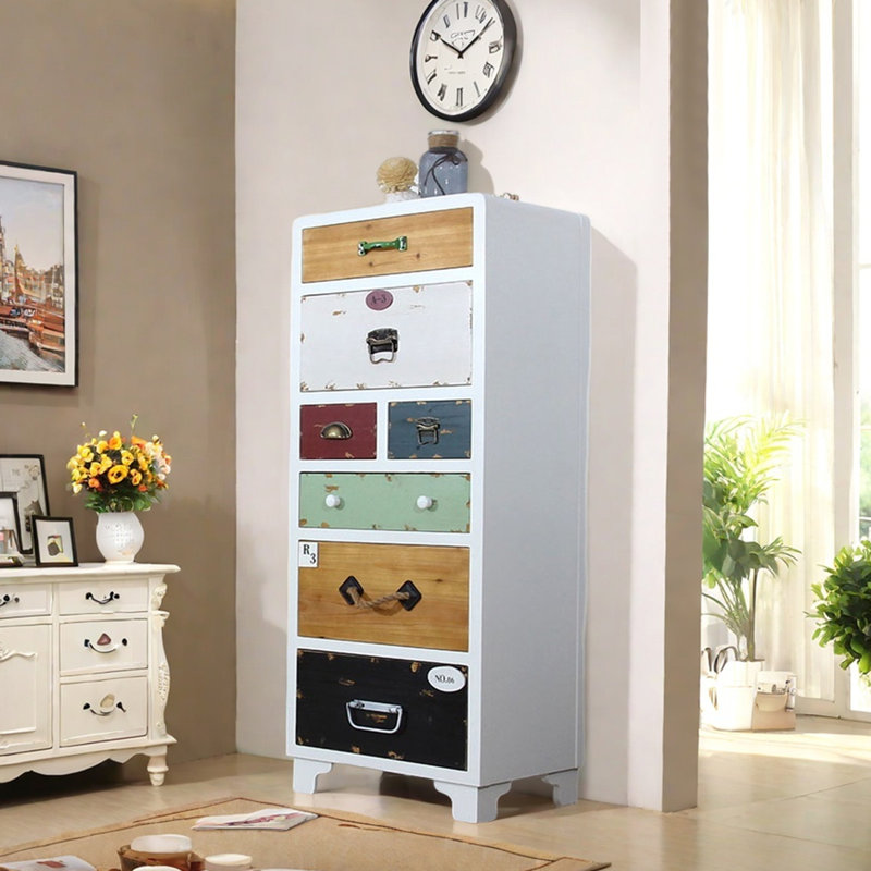 American style country retro drawer accent chest, White