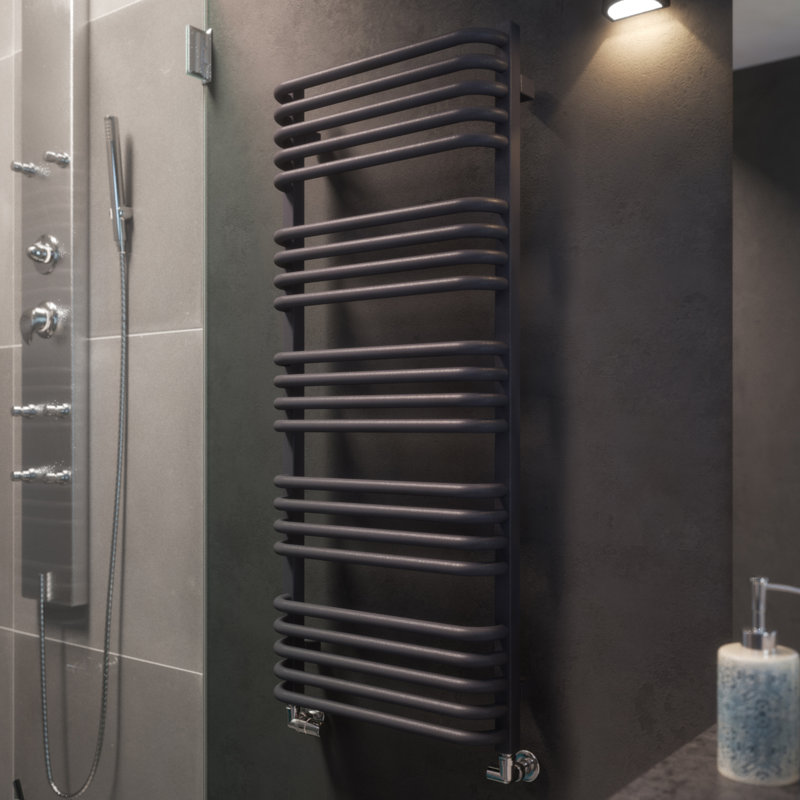 Alex Heated Towel Rail, Grey, 114 cm H x 50 cm W x 12 cm D