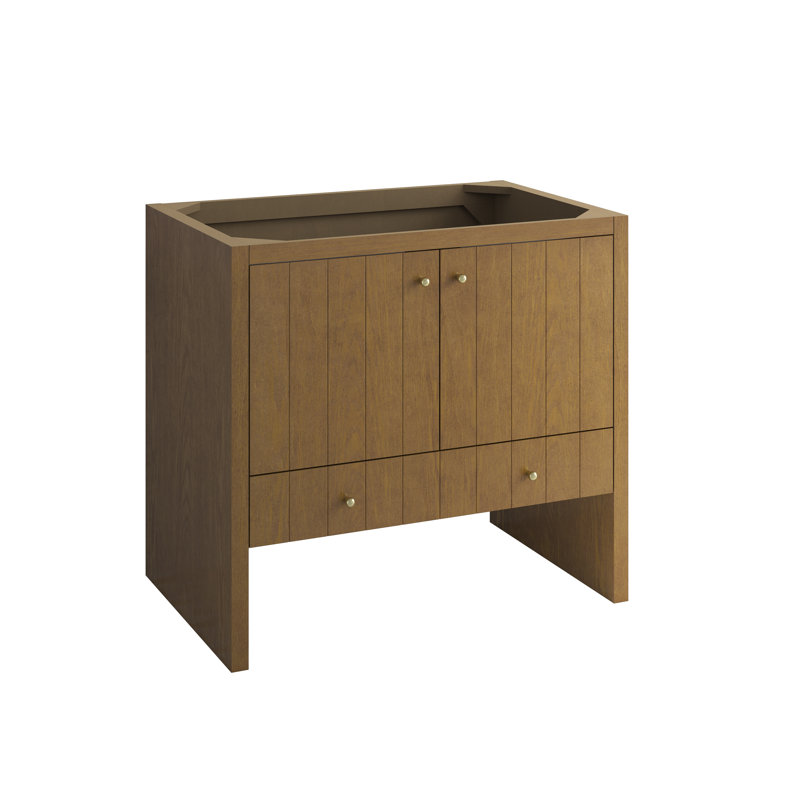 Hudson 36" Single Bathroom Vanity, Eternal Jasmine Pearl, 8" Widespread, Honey Oak