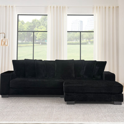 Black Corduroy Upholstered Modular Sleeper With 3 Seating Options, Convertible Design, Comfortable And Long - Lasting Seat Capacity, Hardwood Frame, Removable Cushions