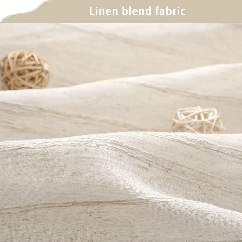 Cream Linen Sheer Fabric Shower Curtain 72" x 72"