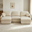 Canapé surdimensionné en chenille de 105 po avec dossier matelassé et coussins ronds, siège profond pour le salon, beige crème-1933568840