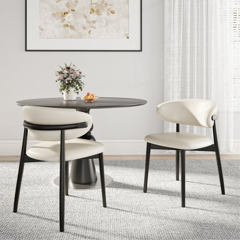 Ensemble de 2 chaises de salle à manger sans accoudoirs avec dossier - noir et blanc
