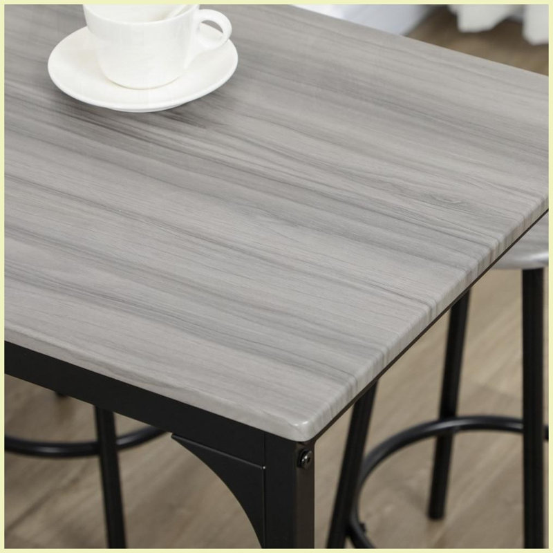 Ensemble de tables basses HOMcom 5 pièces avec 4 tabourets, style industriel gris rustique, structure en métal robuste