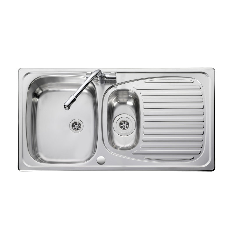 Euroline 950 x 508mm inset sink with 1.5 bowls and reversible drainer - polished finish
