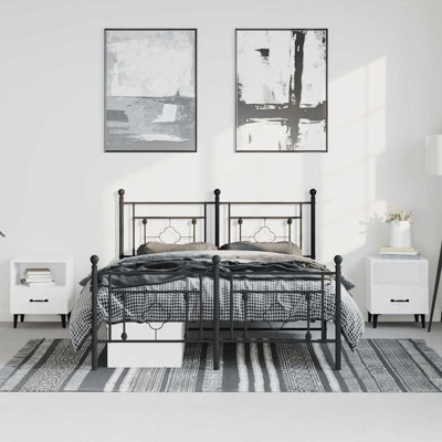 Ibai vidaXL Metal Bed Frame with Headboard, Under Bed Storage, Noise Free, No Mattress