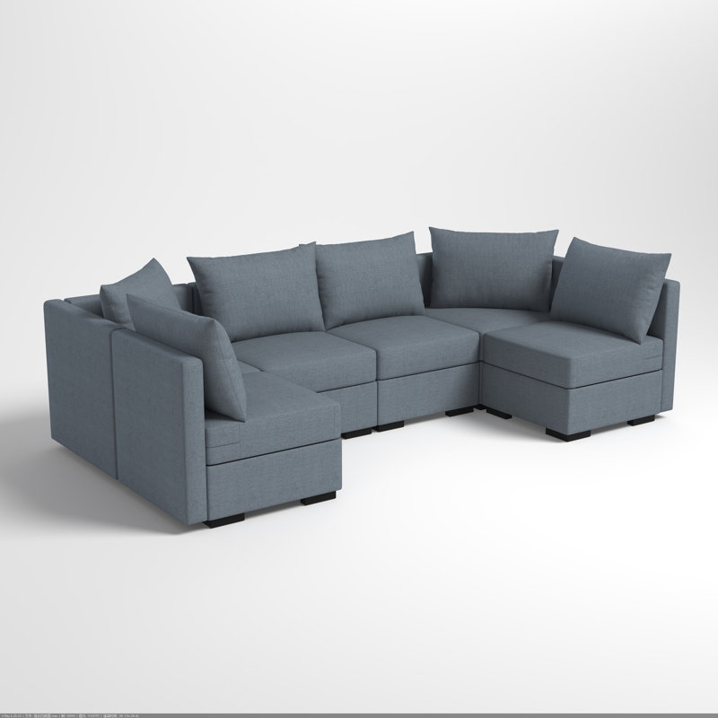 Canapé modulaire réversible à 6 places modulaire en U avec design personnalisable, Mélange de polyester gris