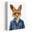 Stylish Fox In Denim Jacket Contemporary Fox Forest Portrait Wall Art Print by Mathieu - Wrapped Canvas Print-1304172780