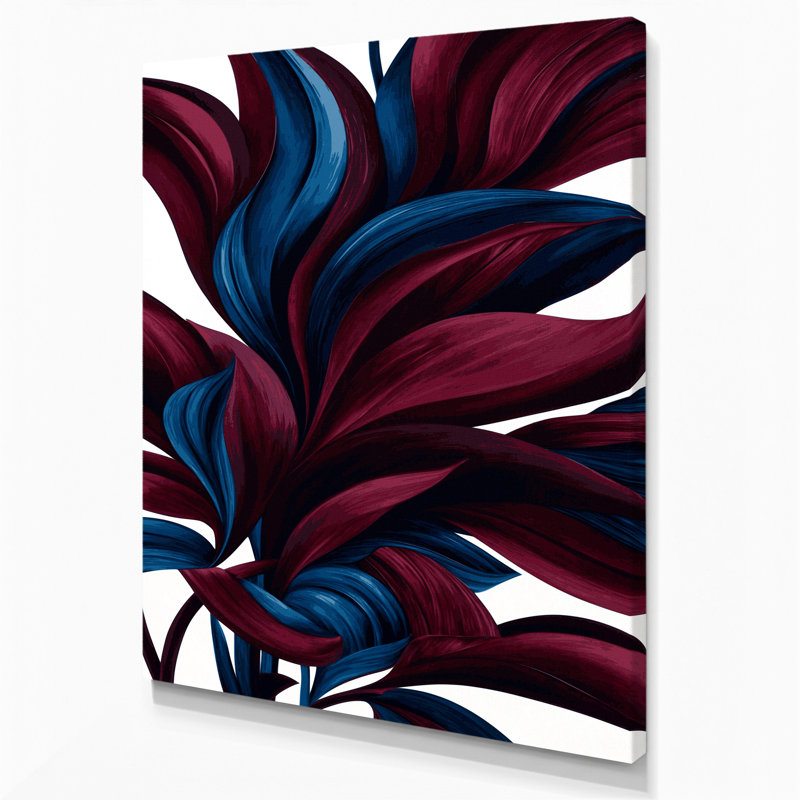 "Abstract Florals 60", art mural sur toile mauve, H 14 po x l 11 po