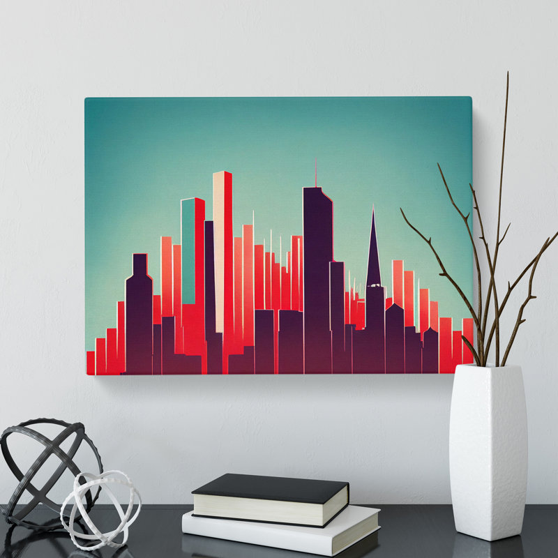 Idyllic Skyscraper Skyline Abstract - Wrapped Canvas, 50cm H x 76cm W x 3cm D