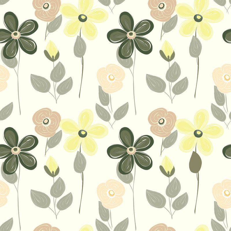 White Wallpaper With Flowers Floral Tile