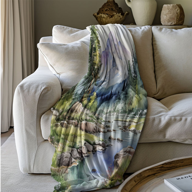 Scenic Peaks Art - 1 pièce Sherpa Premium, Grand lit