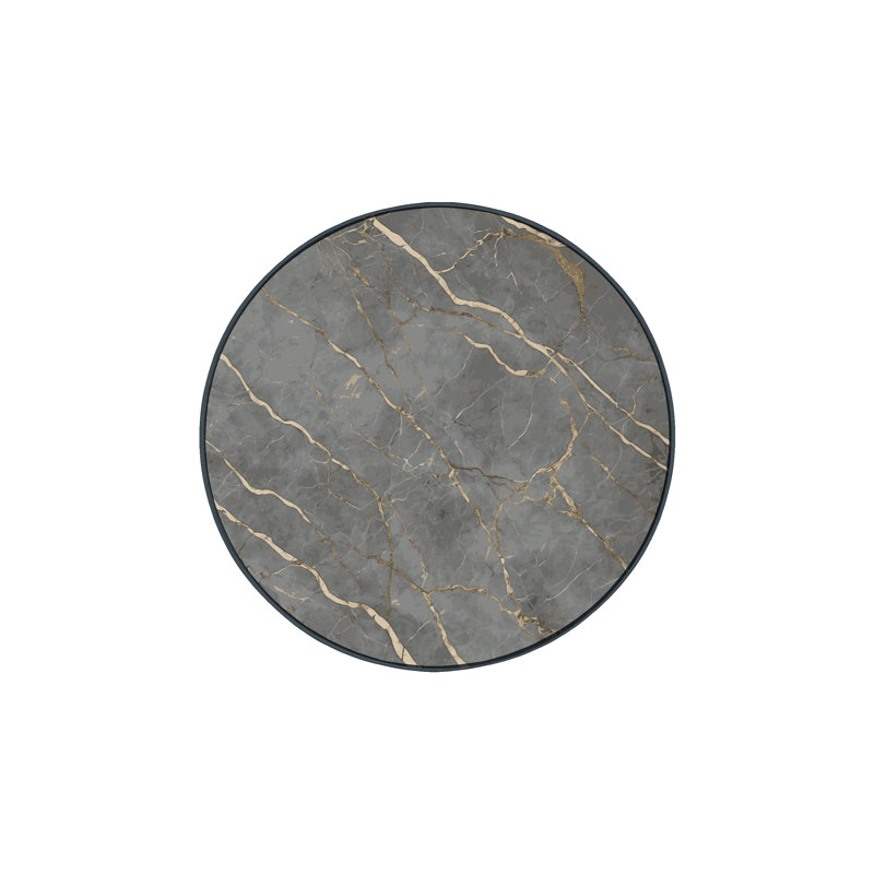 Tapis gris soyeux et moelleux, Rond 8 pi