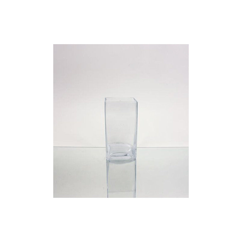 Vase carré en verre, H 6 po x l 3 po x p 3 po