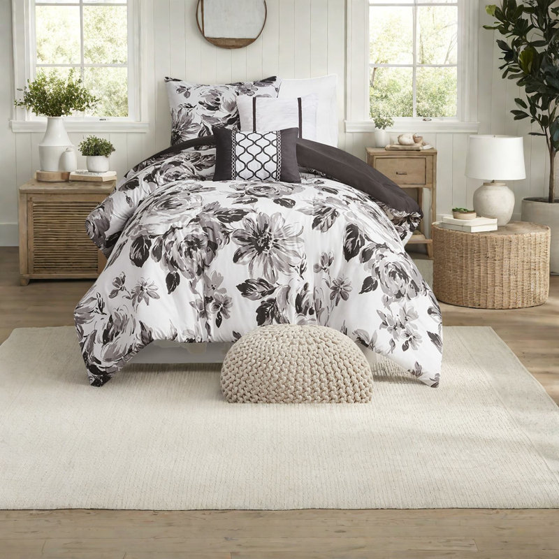 Ensemble d'édredon Elegant Twin XL Floral, polyester hypoallergénique, literie moderne