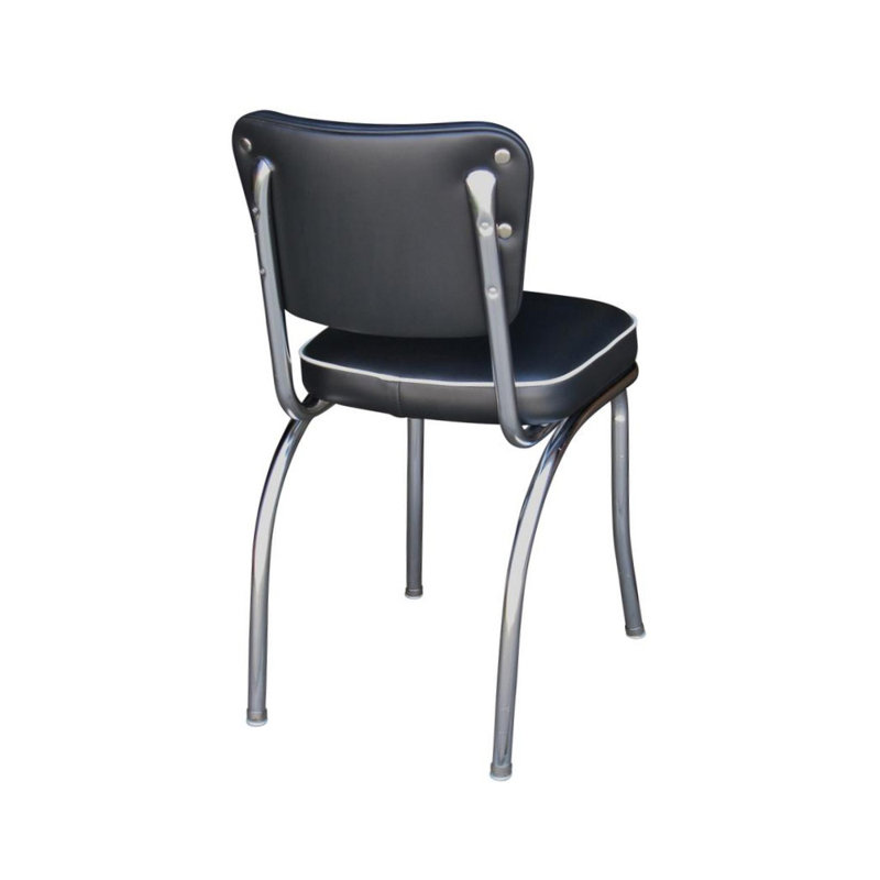 Chaise de salle à manger rembourrée rétro, Noir