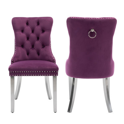 Tufted Velvet Wing Back Side Dining Chairs
