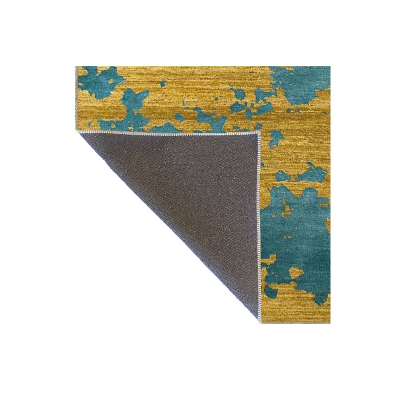 Tapis jaune lavable à motif de mappemonde, Tapis de couloir 3 pi 3 po x 9 pi 10 po