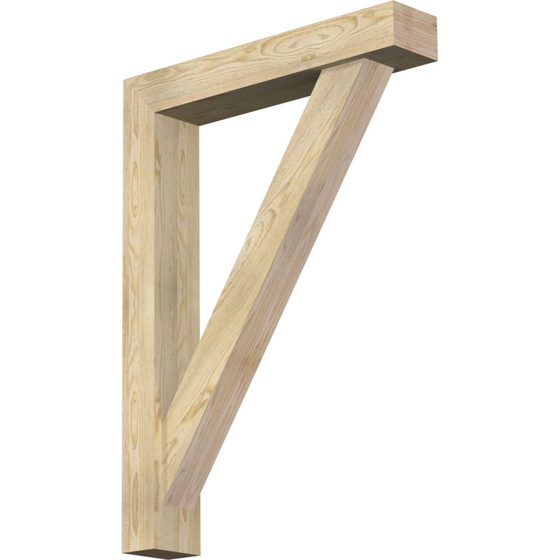 Traditional Block Bracket w/ Offset Brace, 6"W Douglas Fir (Rough Sawn), 44 x 32