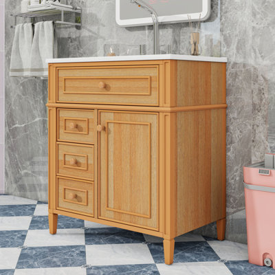Elegant Bathroom Vanity with Ceramic Sink, Soft-Close Hinges, Tilt-Out Drawer and Spacious Storage