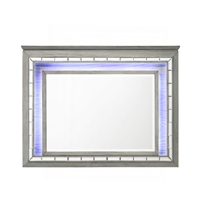 Light Gray Oak Finish Mirror W/Led