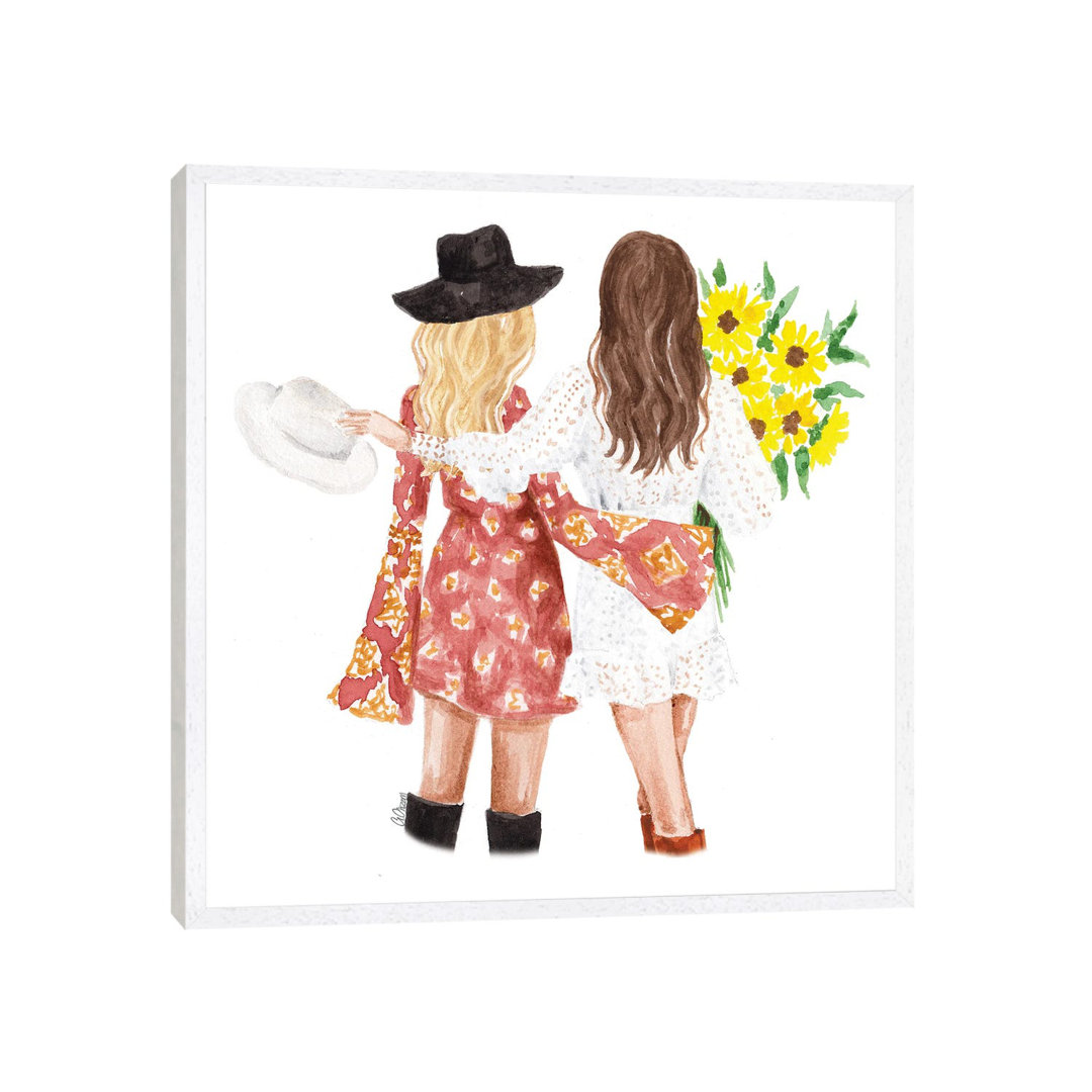 Beste Freunde mit Sonnenblumen von Style Of Brush - Gallery-Wrapped Canvas Giclée