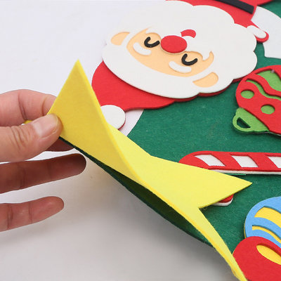 Arbre de Noël en feutre bricolage avec 33 ornements et lumières DEL, décorations de Noël, décoration murale pour enfants, cadeaux de Noël, décoration murale