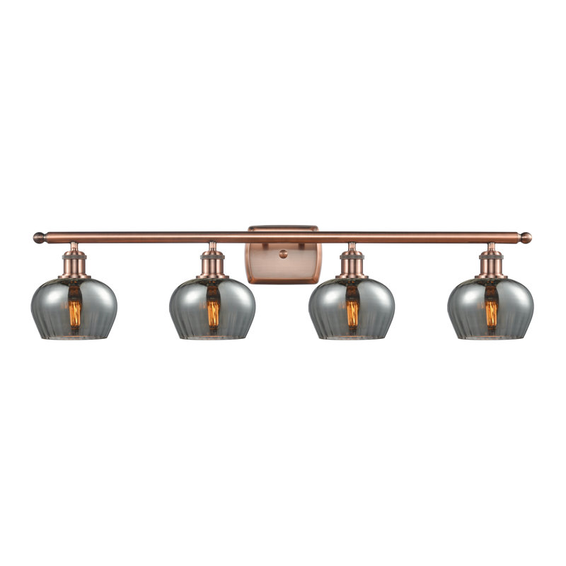 Éclairage de salle de bain à intensité variable 4 lumières Lyman, Ampoule incandescente rétro de 60 watts, Cuivre antique