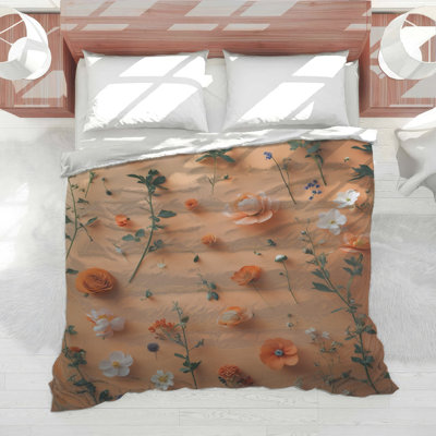 Orange Floral Arrangement Comforter