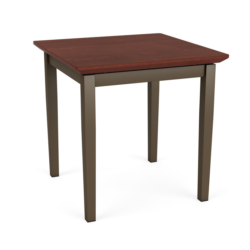 Lenox Steel Waiting Reception End Table Metal Frame 20x20" High Pressure Laminate Top, Bronze, Canyon Cherry