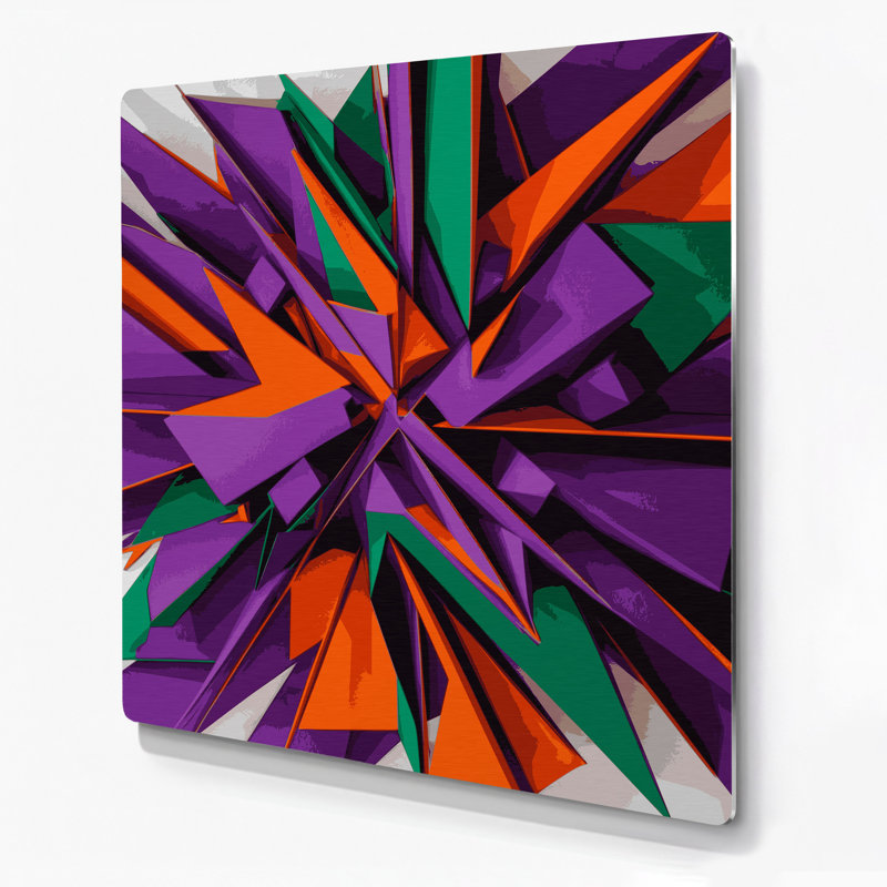 «Geometric Abstraction 65», art mural en métal mauve, H 32 po x l 32 po