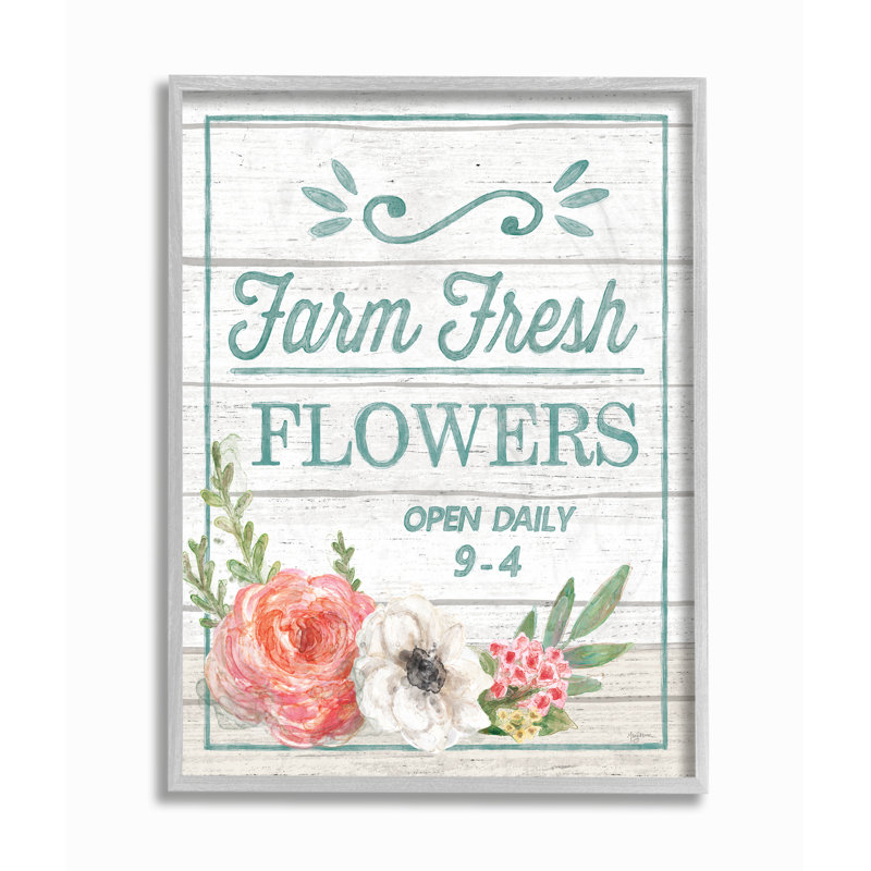 « farm freshed fleurs rustique », impression, Estampe numérique Farmhouse, H 11 po x l 14 po x P 1,5 po
