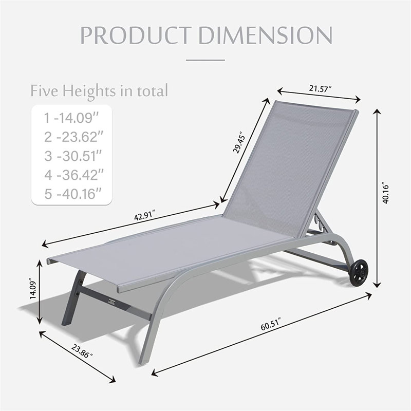 Ensemble de 2 chaises longues d'extérieur, Grey